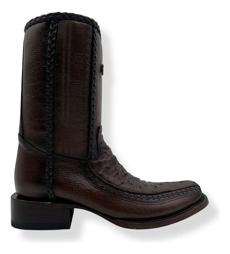 Bota casual en piel genuina de avestruz para caballero