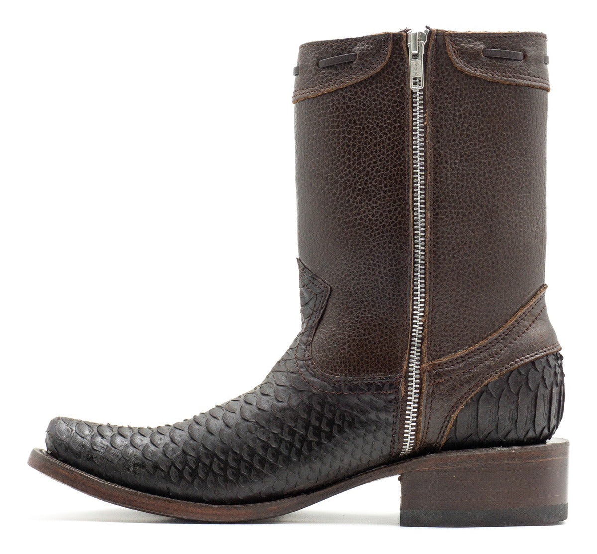 Bota casual en piel genuina de pitón para caballero