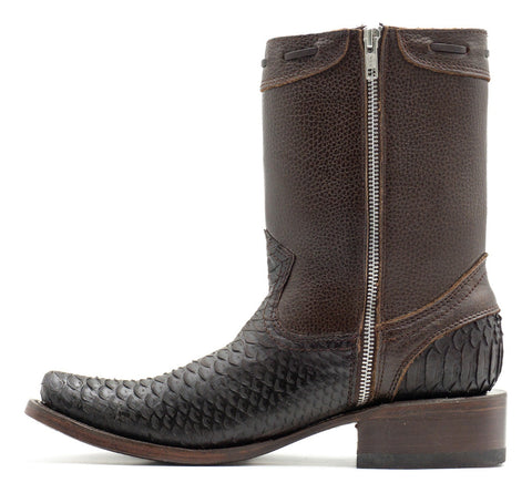 Bota casual en piel genuina de pitón para caballero