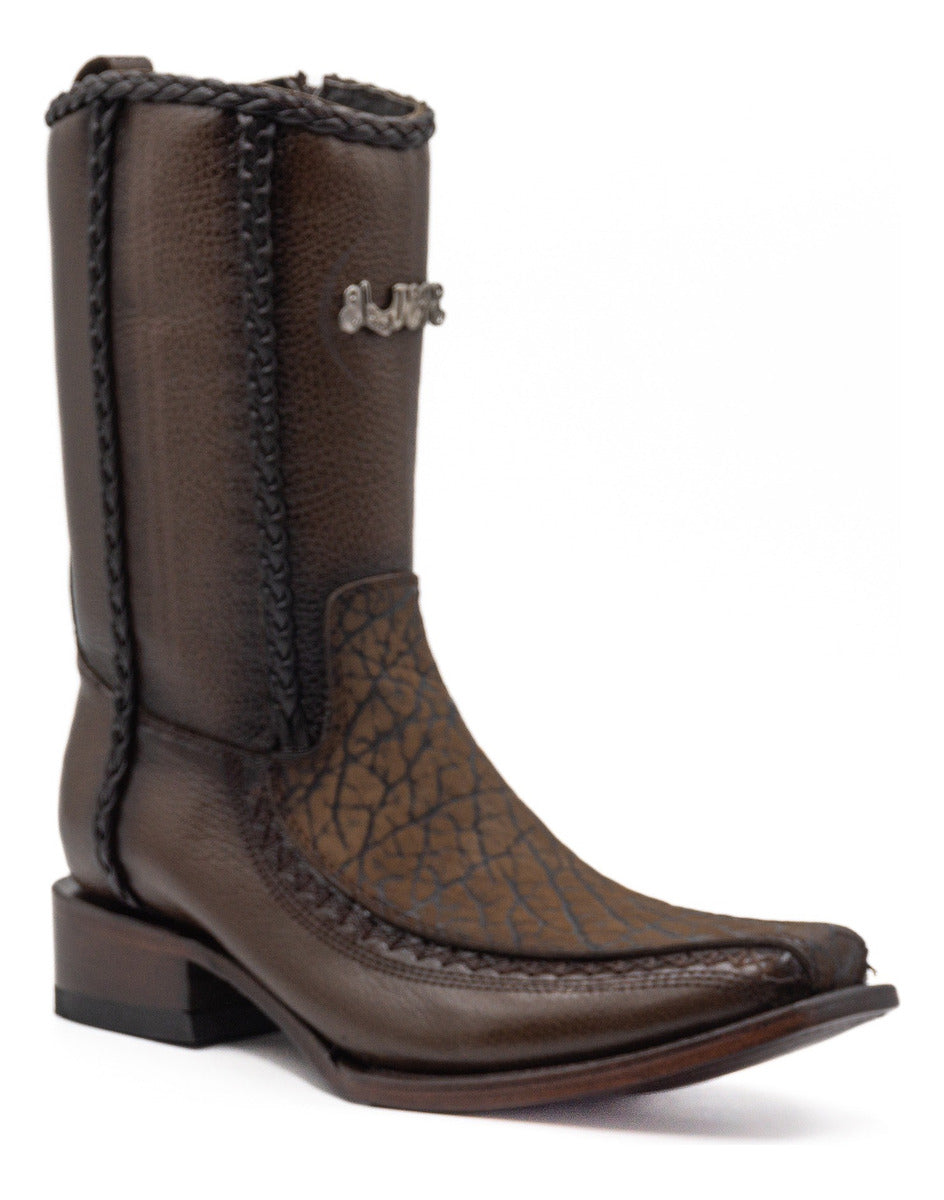 Bota casual en piel genuina de cuello de toro para caballero