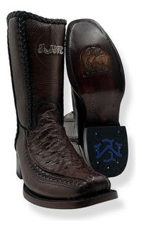 Bota casual en piel genuina de avestruz para caballero
