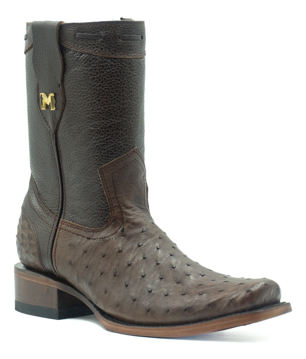 Bota casual en piel genuina de avestruz para caballero