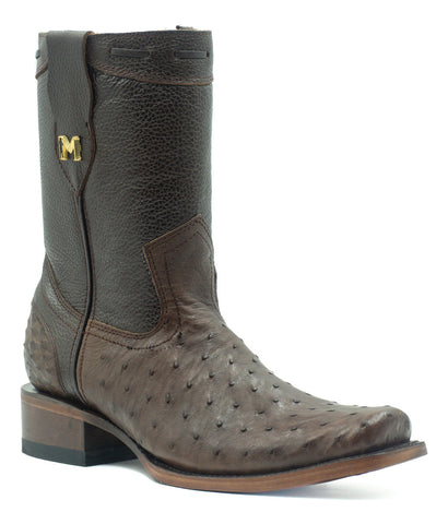 Bota casual en piel genuina de avestruz para caballero